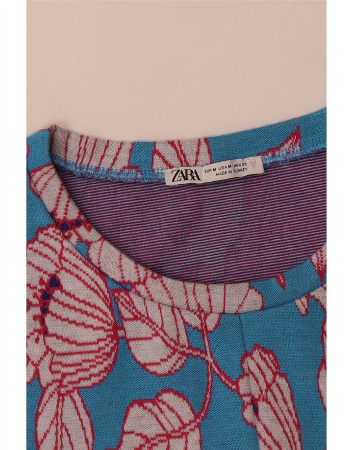 Zara Robe basique pour femme UK 12 Bleu moyen floral
