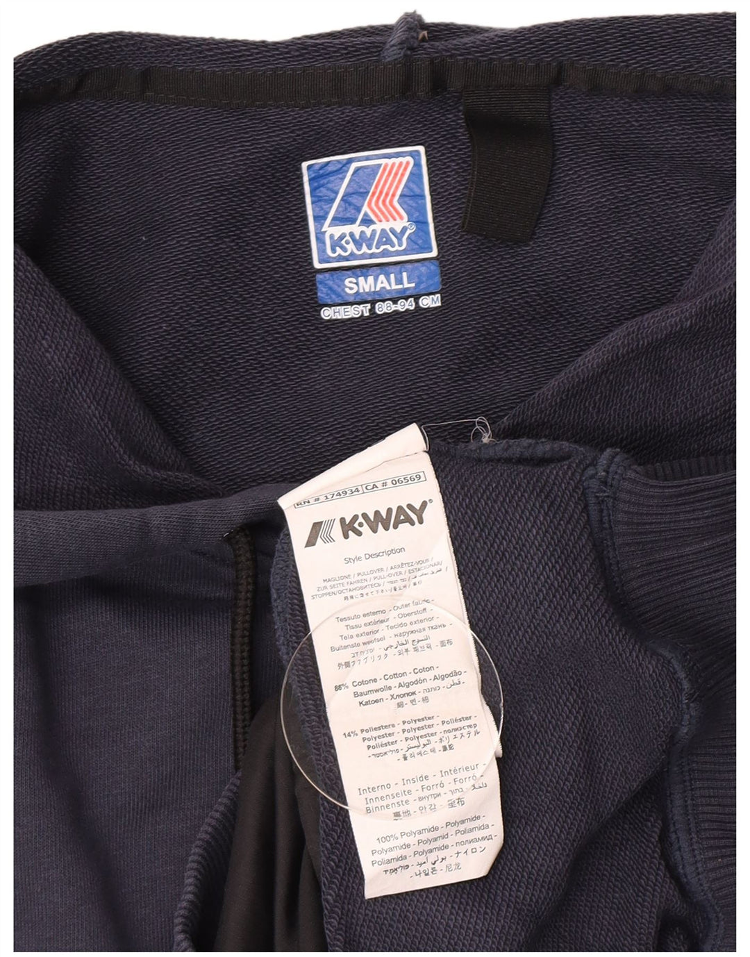K-Way Pull à capuche pour homme Petit coton bleu marine