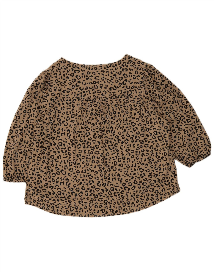 MARKS & SPENCER Haut Chemisier Femme UK 16 Grand Imprimé Animal Marron