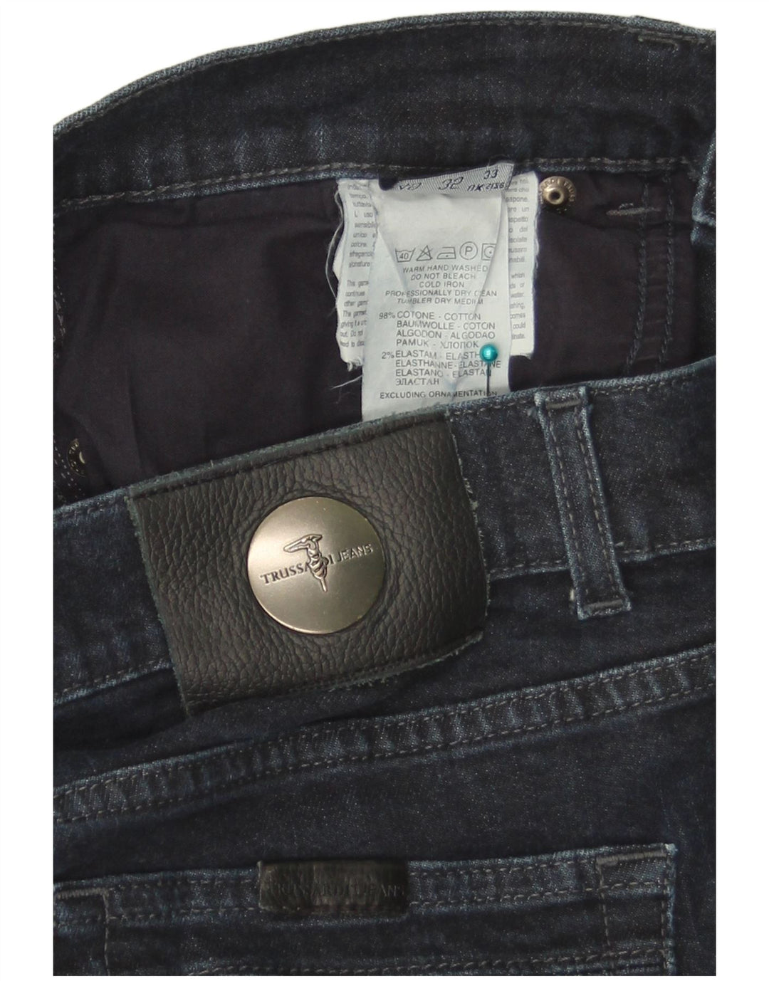 Trussardi Femme Jean Droit W33 L29 Bleu Marine Coton