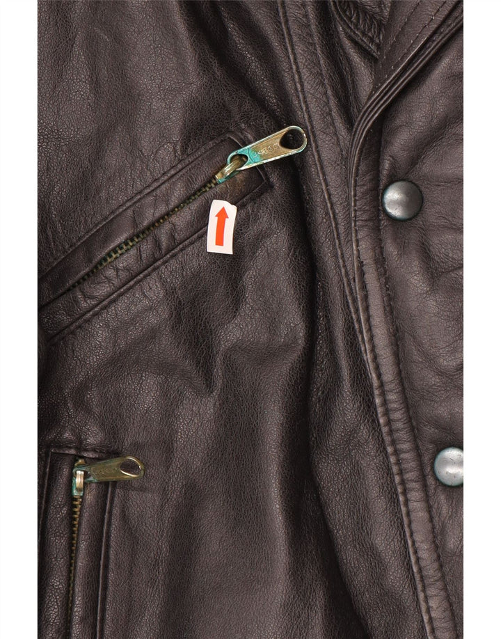 veste en cuir homme vintage UK 40 Grand cuir brun