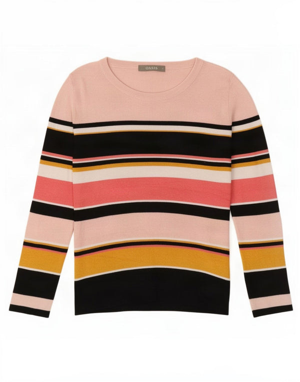 Oasis Pull col bateau pour femme UK 12 Medium Multicolore Rayé