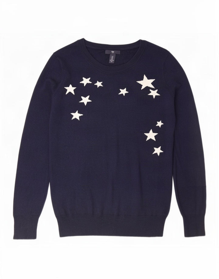 Gap Pull à col rond à motif abstrait pour femme UK 10 Petit Bleu marine