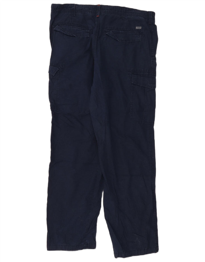 Izod Pantalon Cargo Droit Homme W36 L32 Bleu Marine Coton