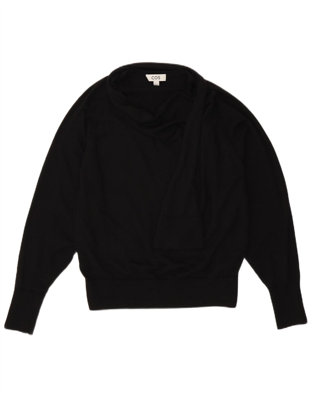 COS Pull surdimensionné à col châle pour femme UK 10 Petite laine noire