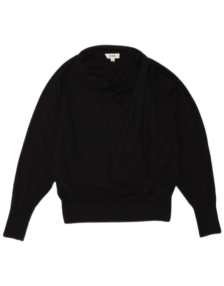COS Pull surdimensionné à col châle pour femme UK 10 Petite laine noire