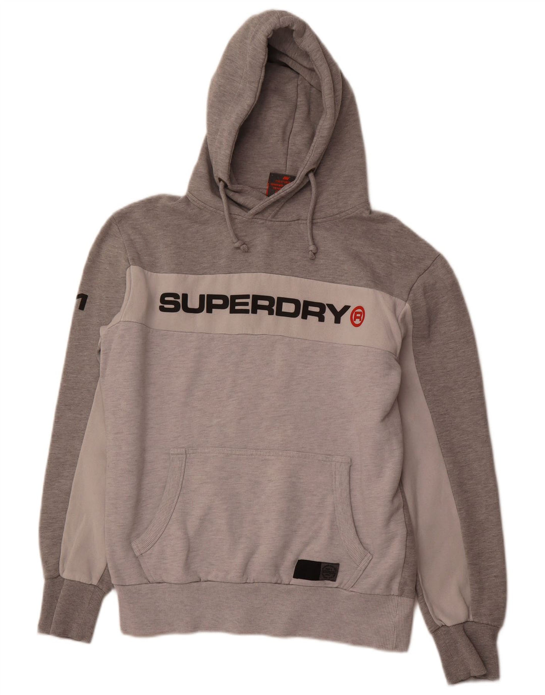 SUPERDRY Pull à capuche graphique pour homme XL en coton color block Gris