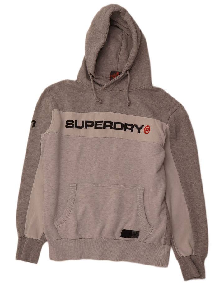 SUPERDRY Pull à capuche graphique pour homme XL en coton color block Gris