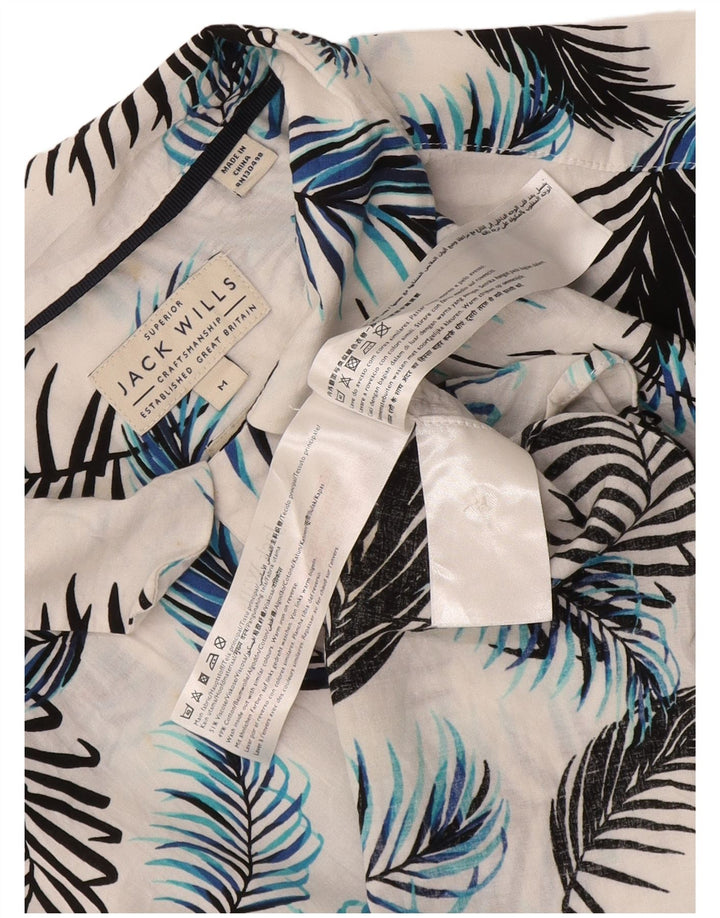 Jack Wills Chemise à Manches Courtes Homme Blanc Floral Viscose