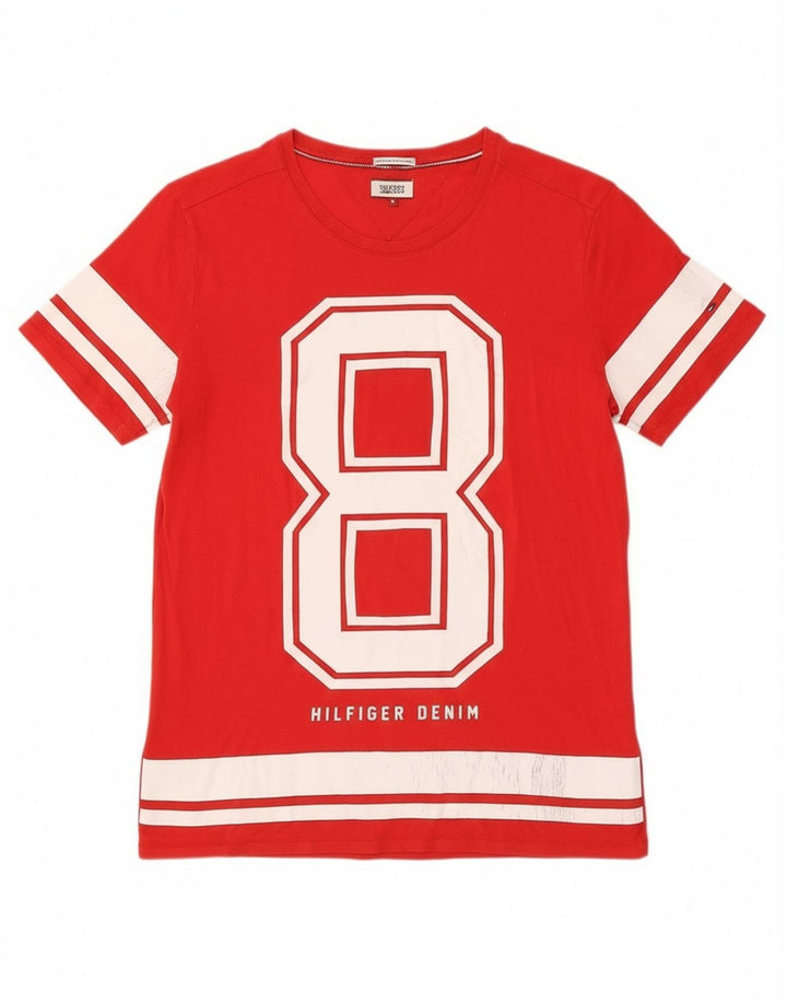 Tommy Hilfiger T-Shirt Graphique Homme Rouge Moyen Coton