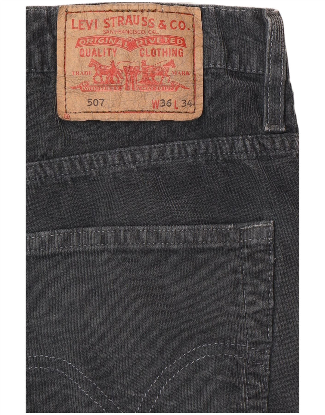 LEVI'S Pantalon 507 Bootcut en velours côtelé pour homme W36 L34 Gris Coton Classique