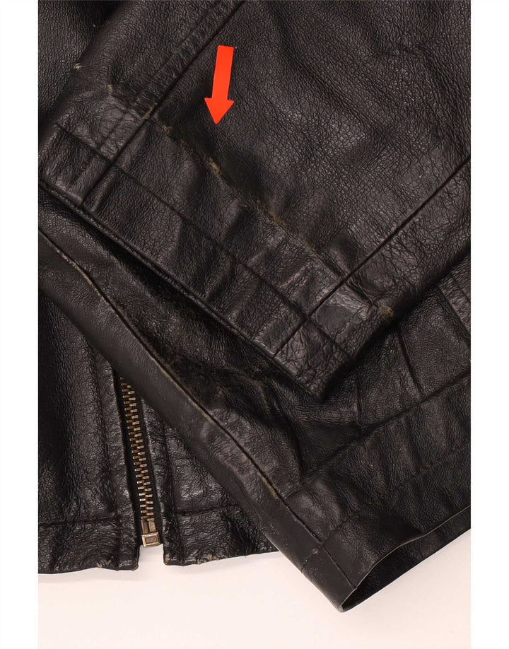 Henry Morell Veste en cuir pour homme IT 50 Large Noir