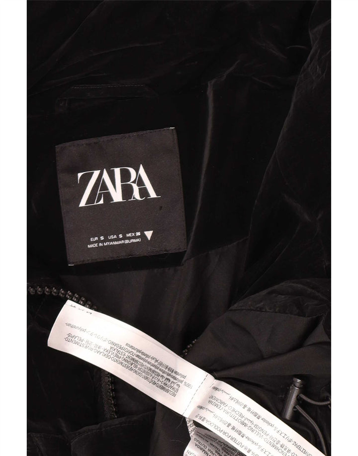 Zara Veste matelassée surdimensionnée pour femme UK 10 Small Noir Polyuréthane