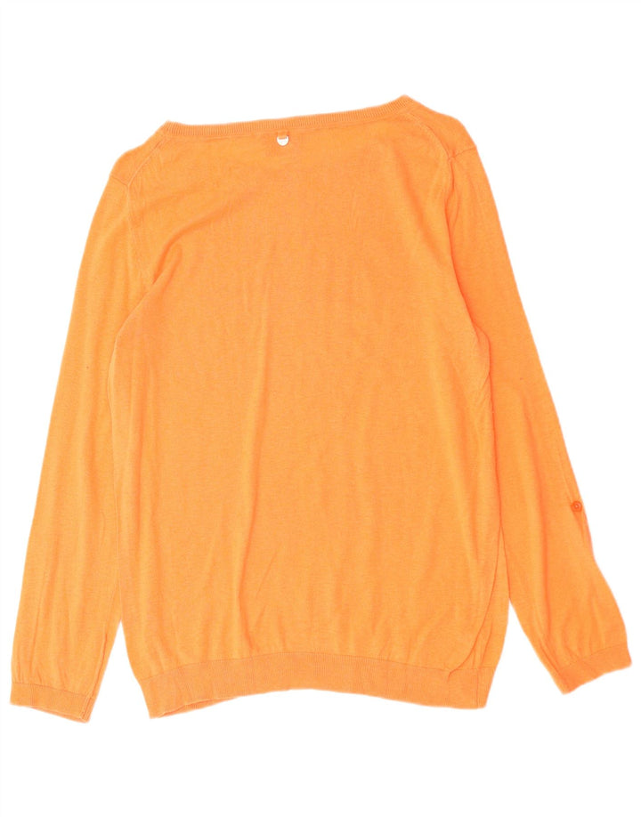 MASSIMO DUTTI Pull col bateau pour femme UK 14 Soie orange moyen