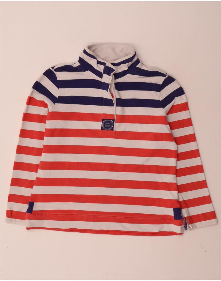 JOULES Sweat-shirt à col boutonné pour femme UK 12 Rayé rouge moyen
