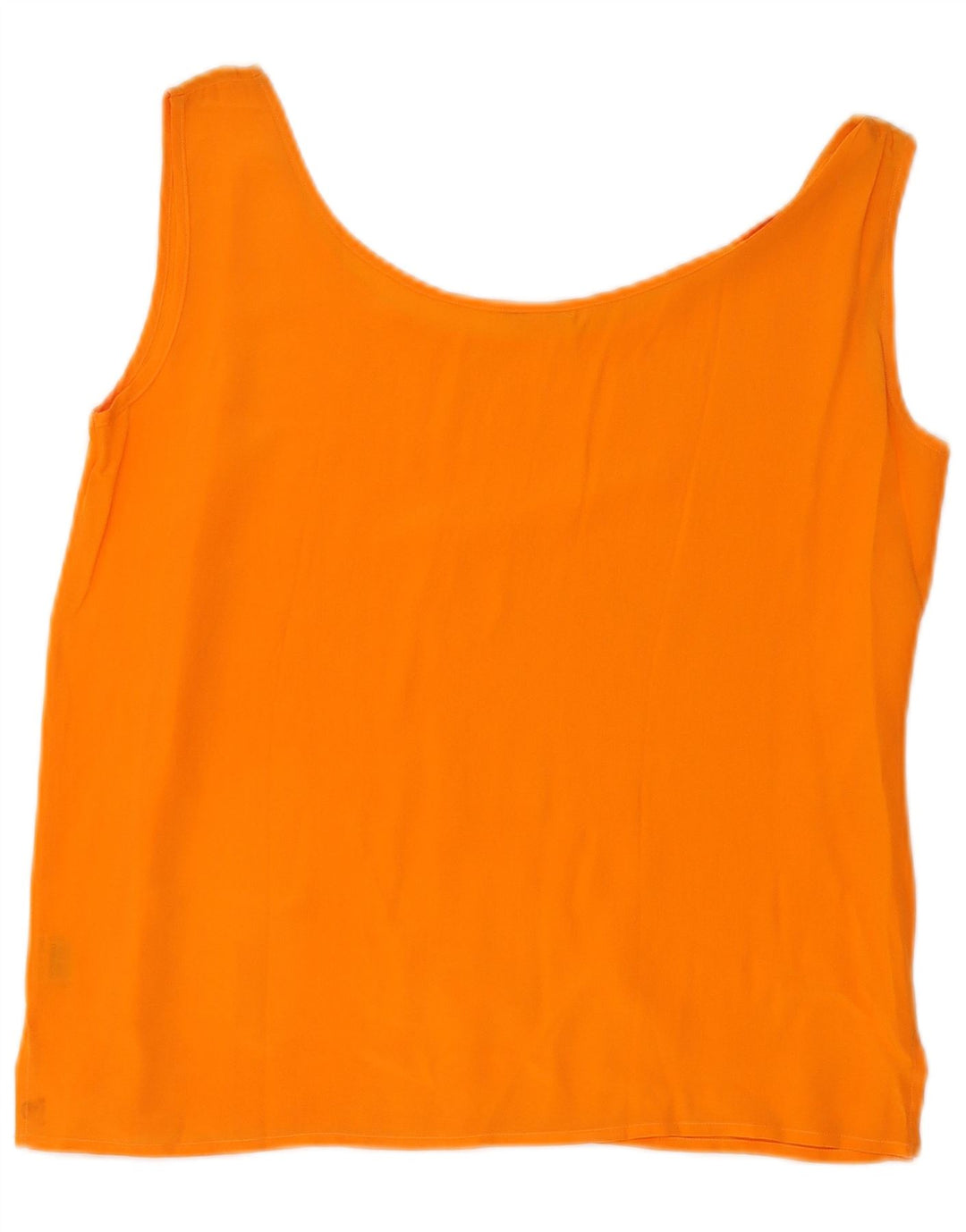 VINTAGE Femme Chemisier sans manches Top UK 16 Grande Soie Orange