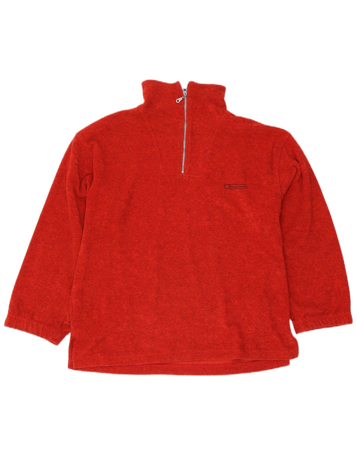 Shamp Pull polaire à col zippé pour homme, coupe ample, petit polyester rouge