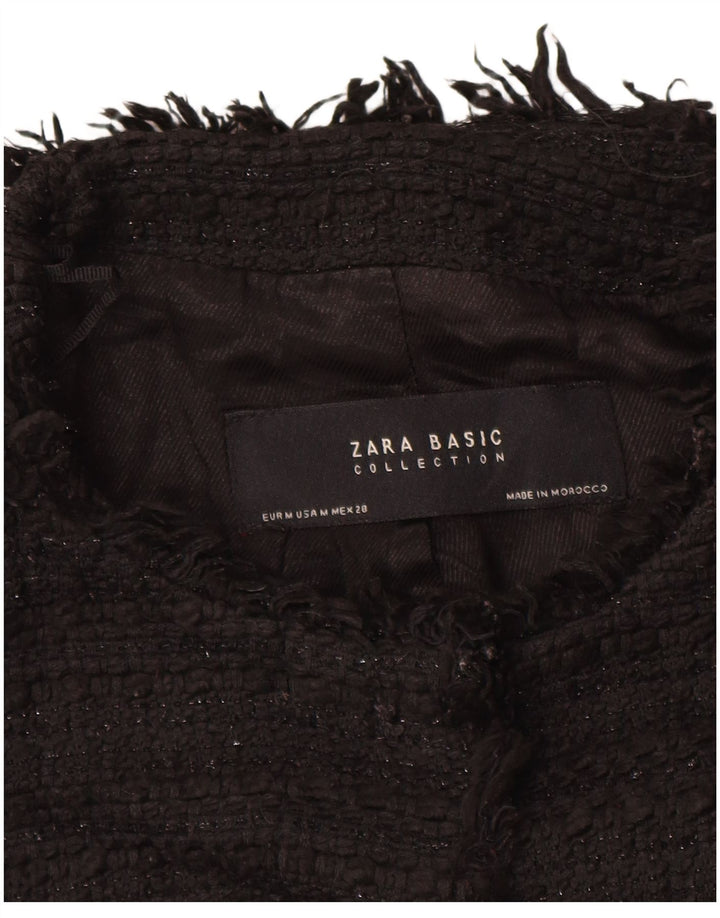 ZARA Femme Blazer Veste UK 12 Moyen Noir