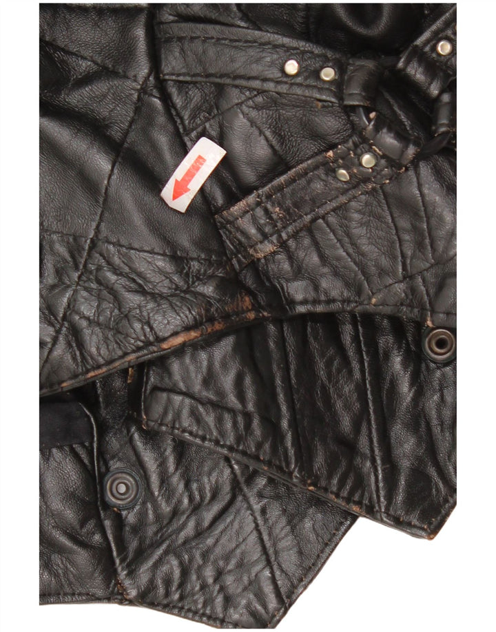 Veste en cuir Bomber femme vintage UK 12 Cuir noir moyen