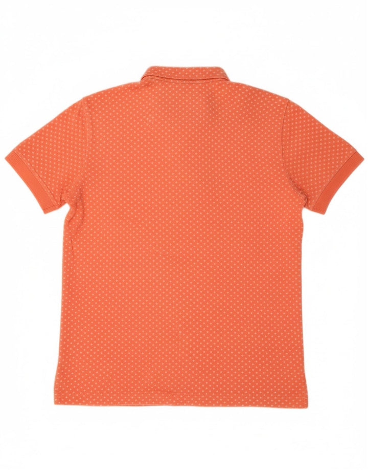 MASSIMO DUTTI Mens Polo Shirt Medium Orange Spotted Cotton