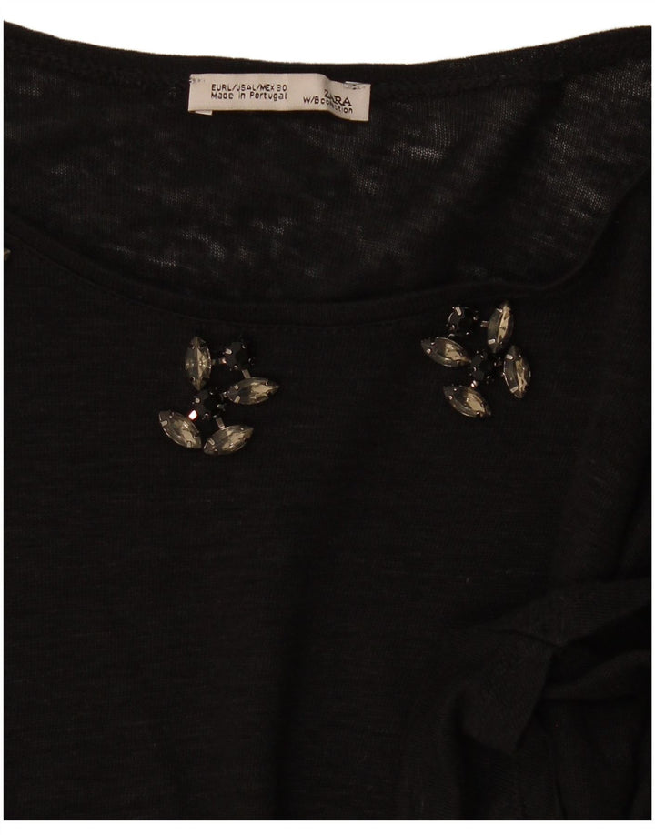 Zara Haut à manches longues pour femme UK 14 Large Noir