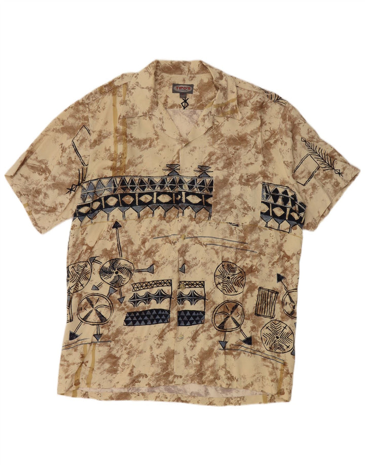 TIPO' S Chemise à Manches Courtes Homme Grande Viscose Géométrique Beige