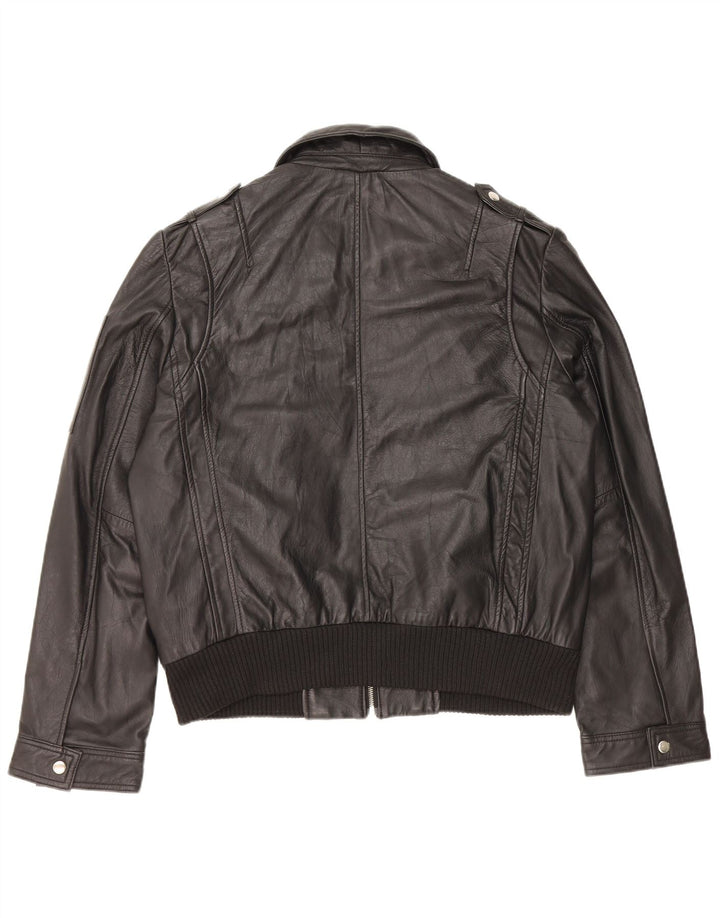 Veste en cuir militaire femme vintage IT 54 3XL Cuir noir
