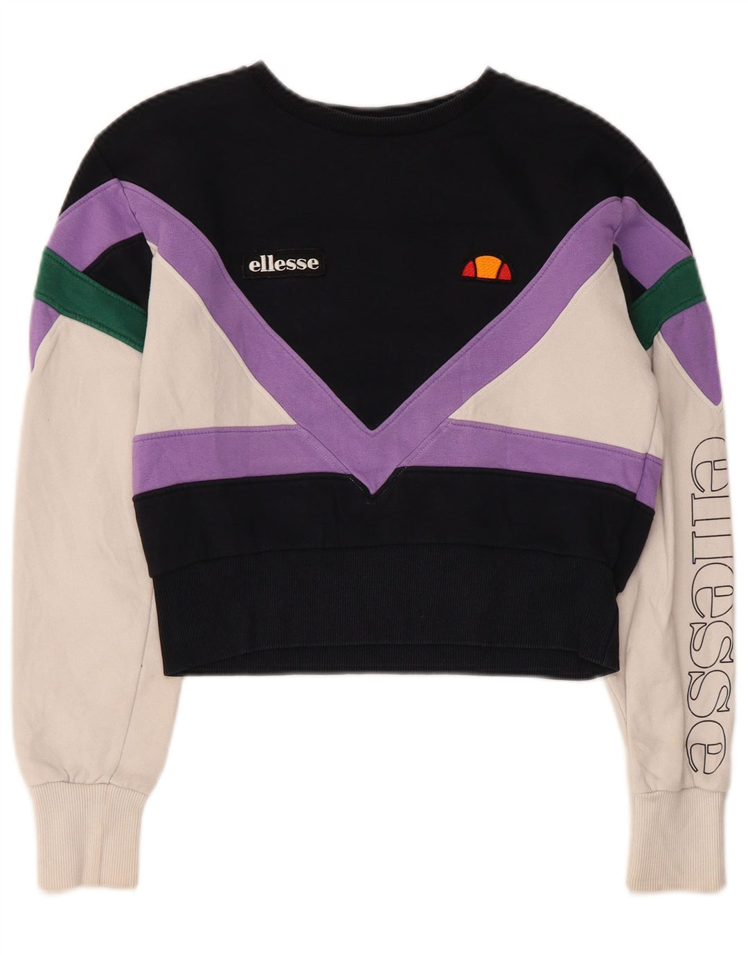 Ellesse Womens Crop Sweatshirt Jumper UK 8 Small Multicolore Colorblock
