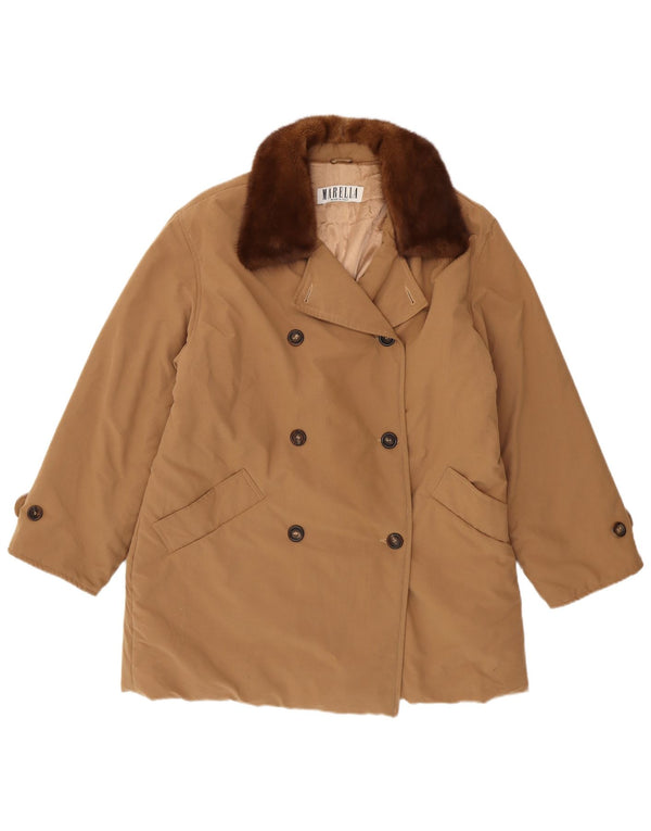 Marella Manteau surdimensionné à double boutonnage pour femme UK 12 Marron moyen Polyester