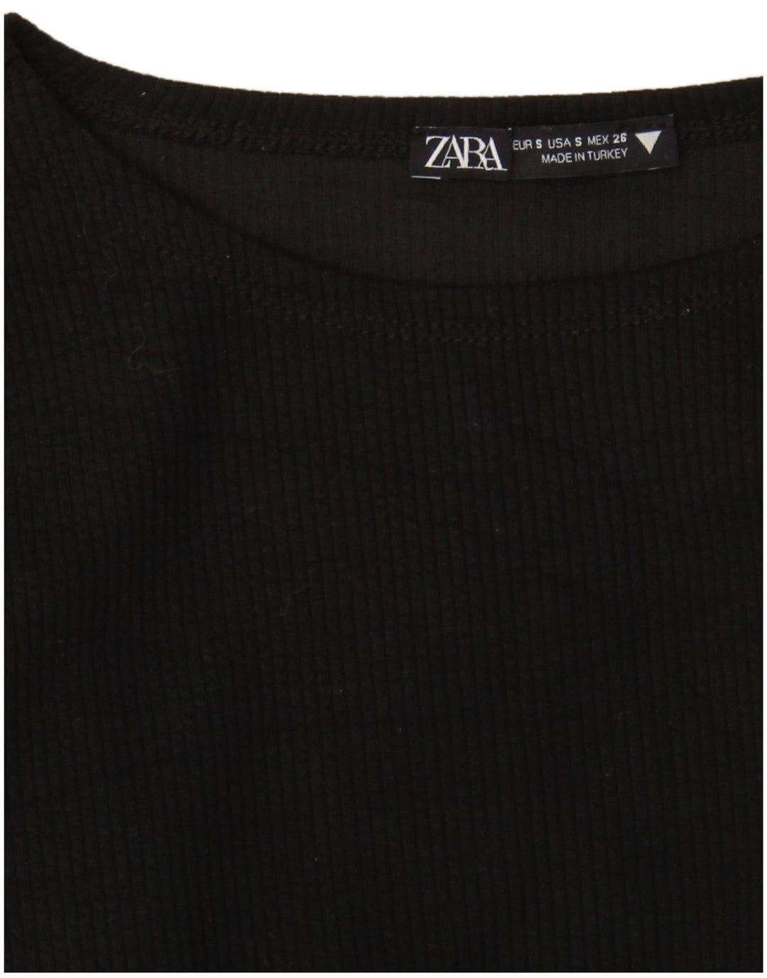 Zara Womens Crop Top Manches Longues UK 8 Petit Noir
