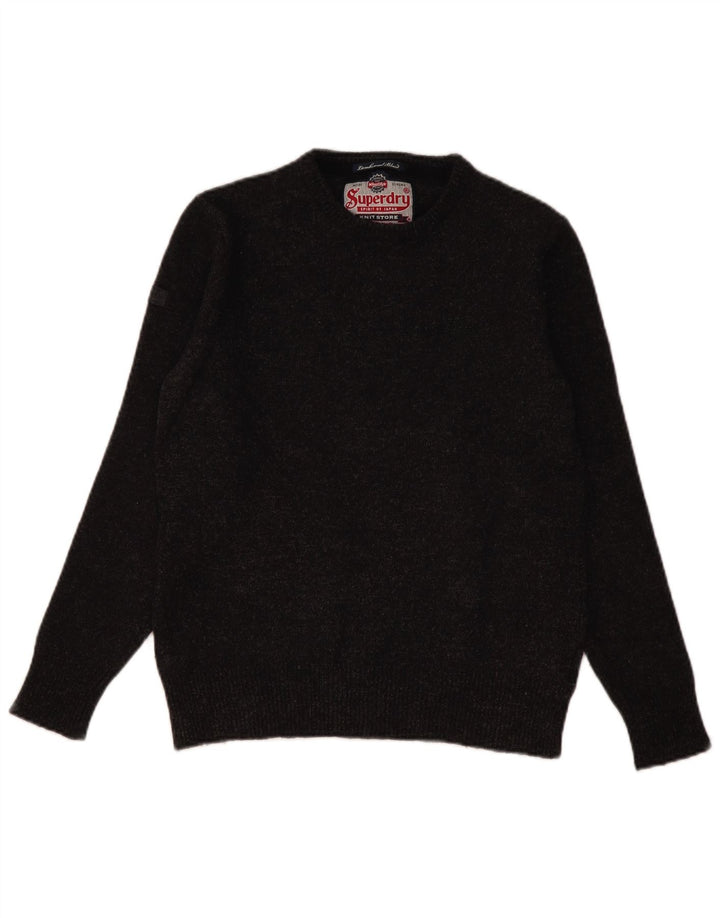 Superdry Pull ras du cou pour homme en laine d'agneau gris moyen