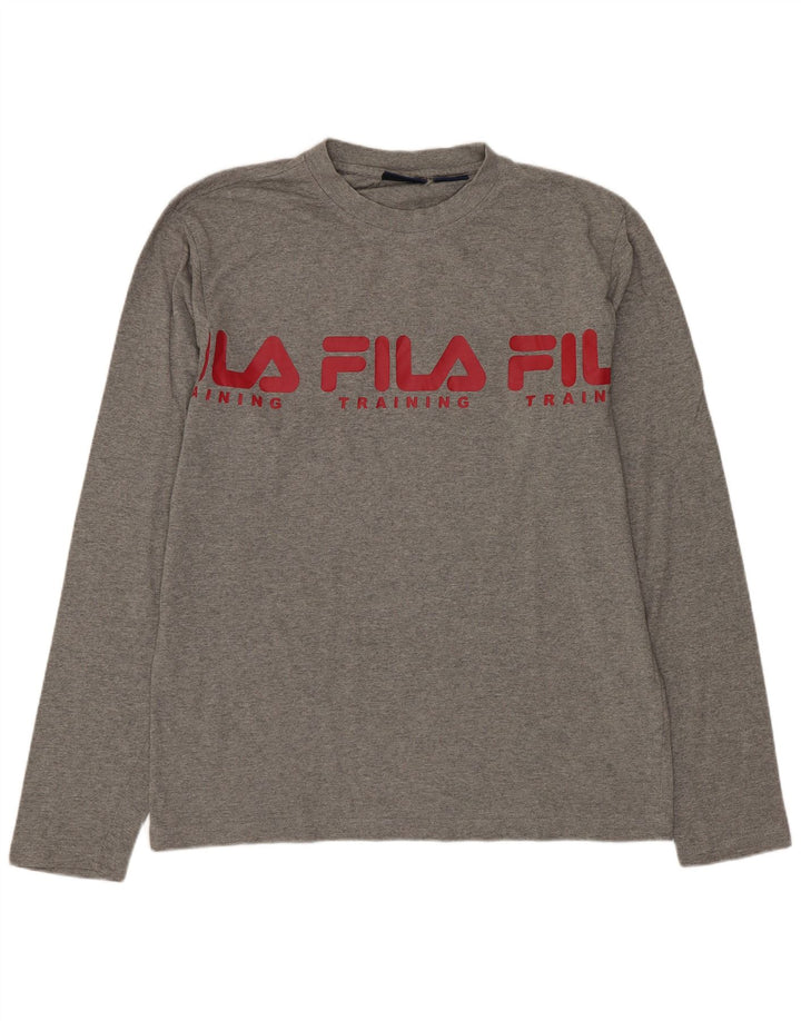Fila Haut Graphique à Manches Longues Homme Gris Moyen Coton