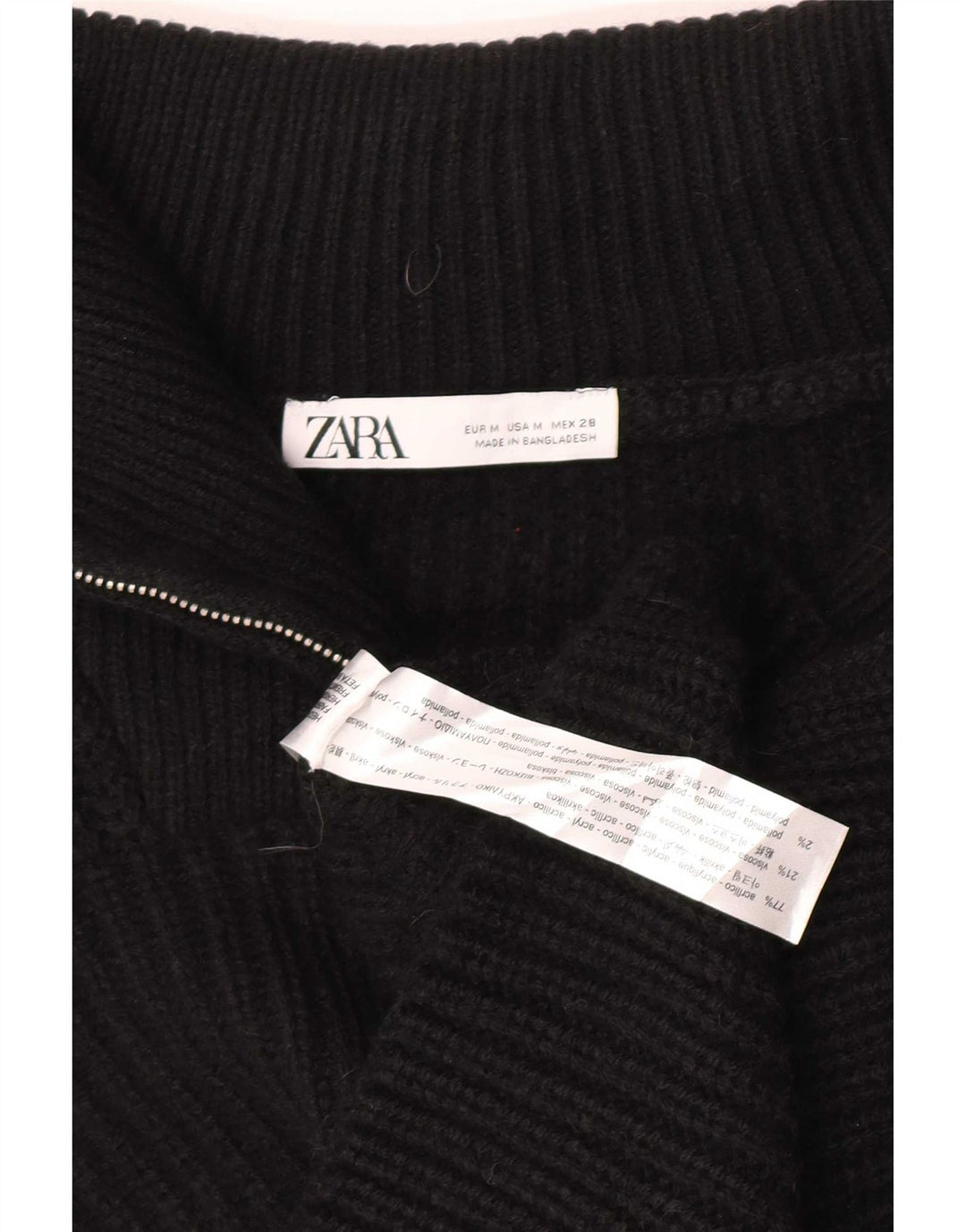 Zara Débardeur surdimensionné à col zippé pour femme UK 14 Noir moyen