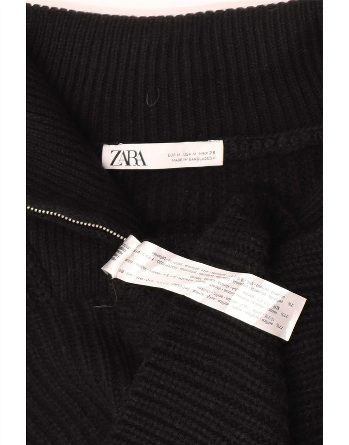 Zara Débardeur surdimensionné à col zippé pour femme UK 14 Noir moyen