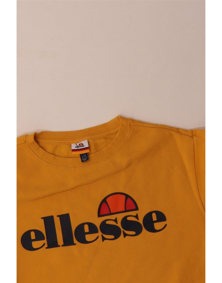 ELLESSE Pull-over surdimensionné graphique pour femme UK 12 Jaune moyen