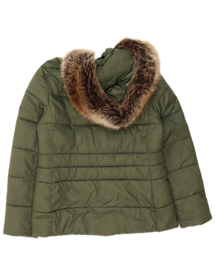 Barbour Veste rembourrée à capuche pour femme UK 12 Polyester vert moyen
