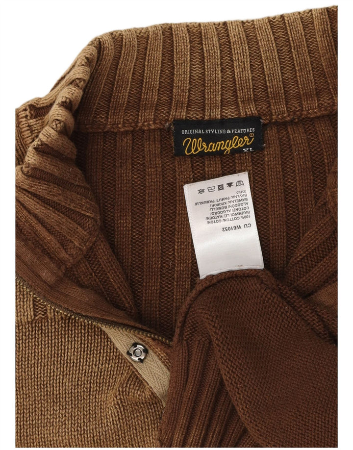 Wrangler Pull col zippé pour homme XL en coton marron