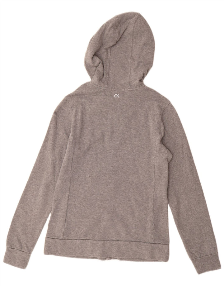 CALVIN KLEIN Pull à capuche zippé Performance pour femme UK 12 Gris moyen