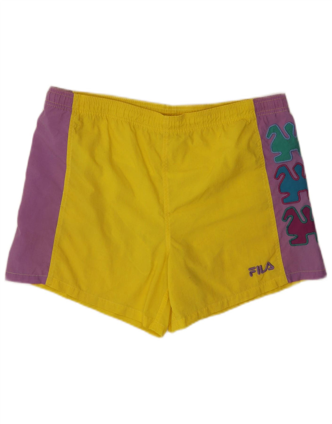FILA Short de Bain Graphique IT 50 Homme Jaune Colorblock Large