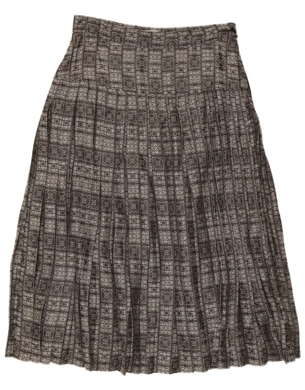 jupe trapèze plissée femme vintage IT 44 Medium W28 Acétate géométrique gris