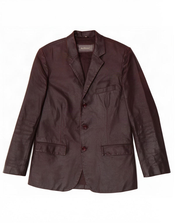 Ben Sherman Veste blazer en cuir à 3 boutons pour homme UK 38 Marron moyen