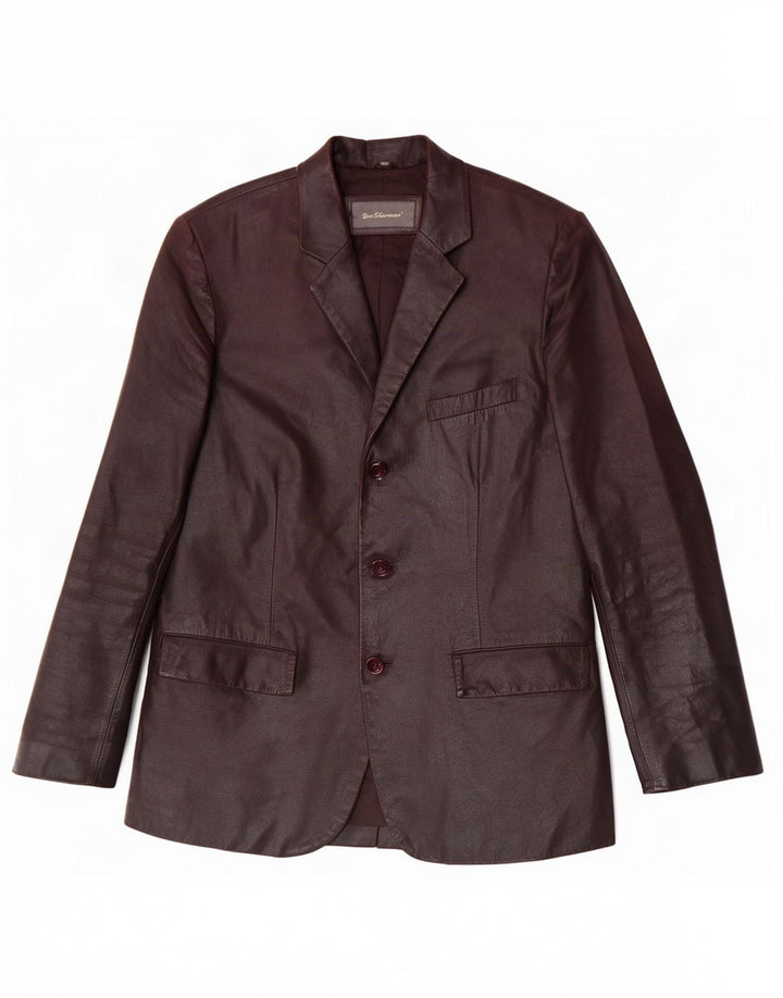 Ben Sherman Veste blazer en cuir à 3 boutons pour homme UK 38 Marron moyen