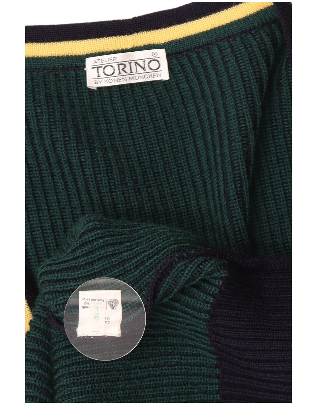 Konen Munchen Pull Cardigan Homme EU 54 Large Bleu Marine Laine Vierge
