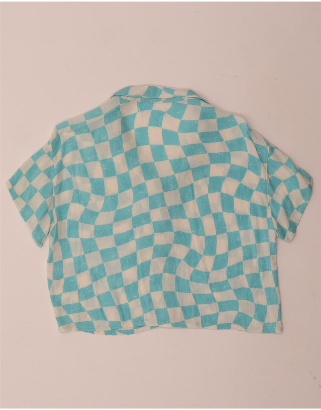 Chemisier chemise à manches courtes fille ZARA 11-12 ans bleu géométrique viscose