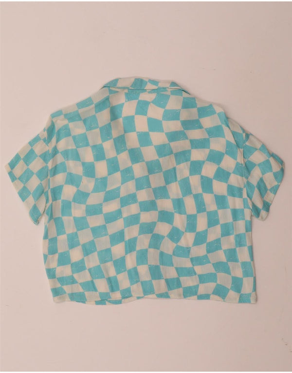 Chemisier chemise à manches courtes fille ZARA 11-12 ans bleu géométrique viscose
