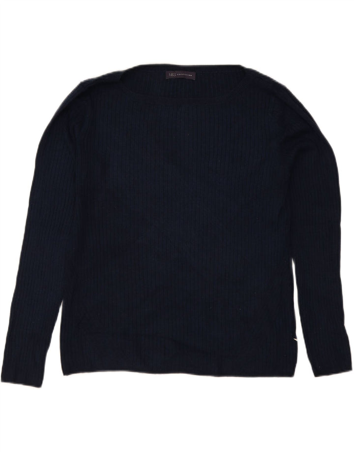 Marks & Spencer Pull col bateau pour femme UK 12 Bleu marine moyen