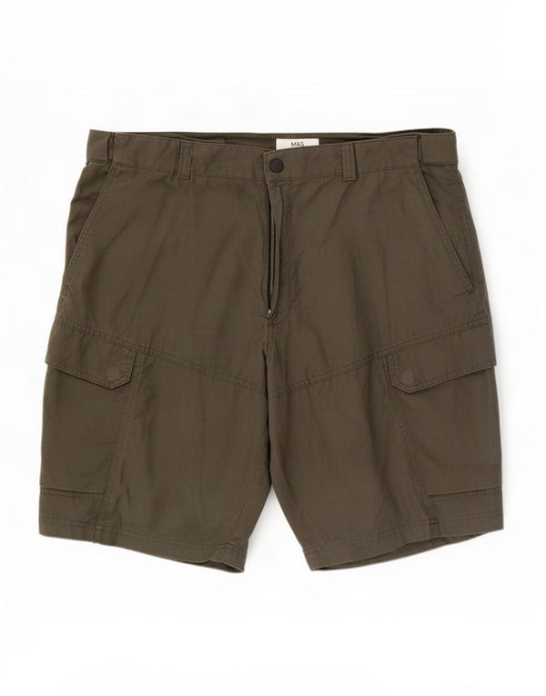 Marks & Spencer Short Cargo Homme W40 XL Kaki Coton