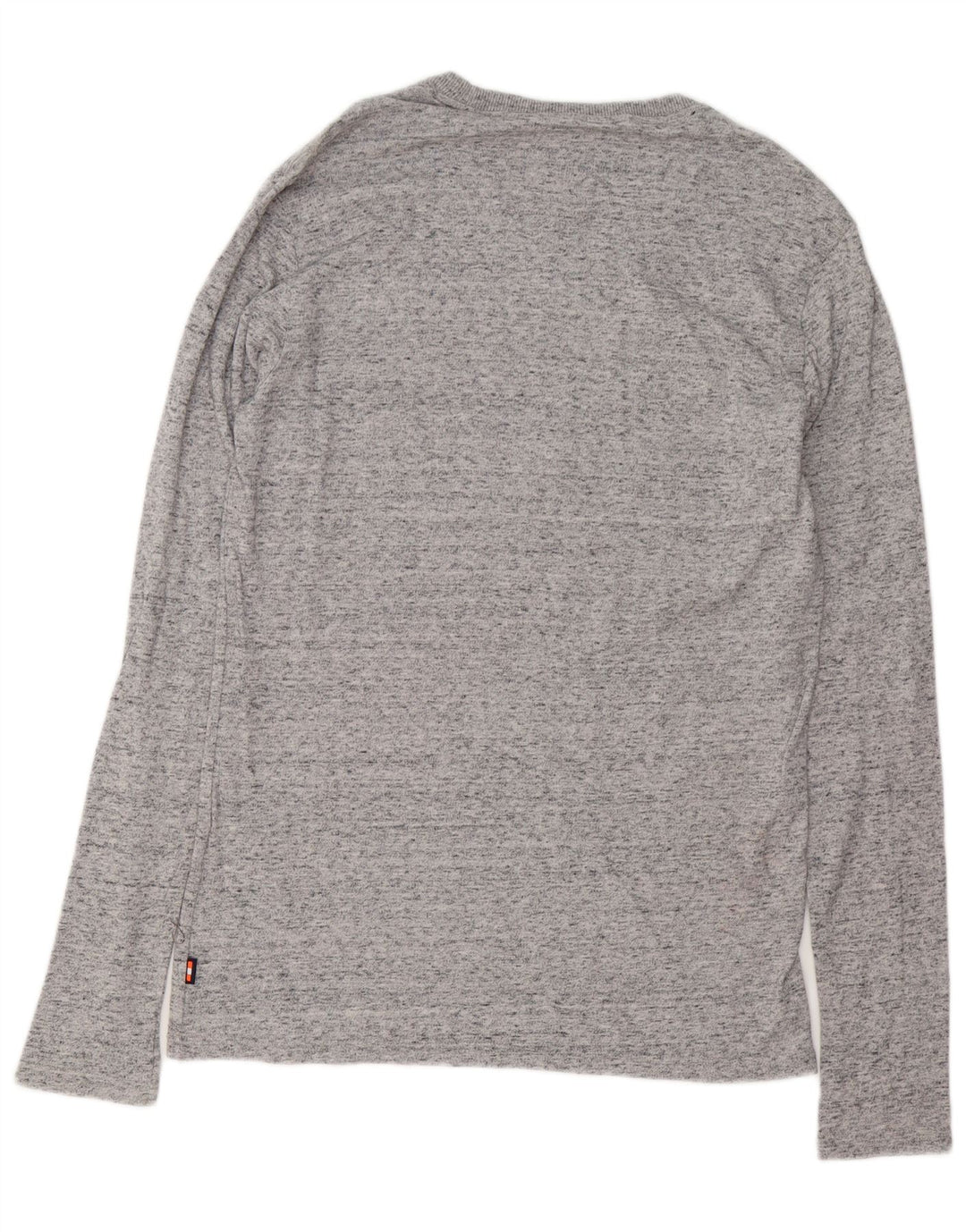 SUPERDRY Haut graphique à manches longues pour hommes en coton moucheté gris moyen