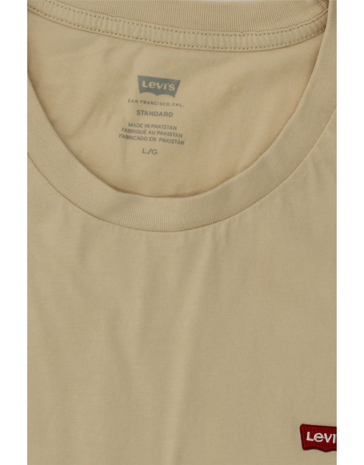 LEVI'S Mens Standard Fit T-Shirt Top Large Beige Cotton Vintage Levi's and Second-Hand Levi's from Messina Hembry 