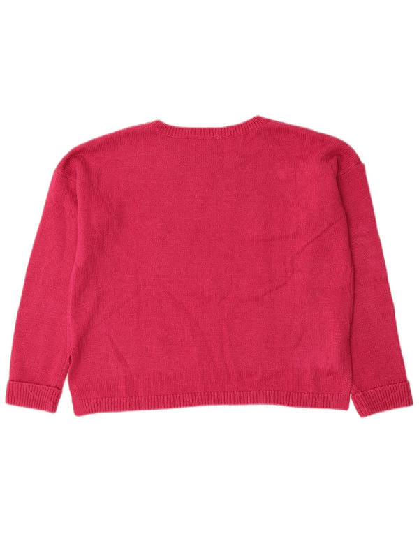 Benetton Pull Col Bateau Fille 11-12 Ans 2XL Rose Acrylique